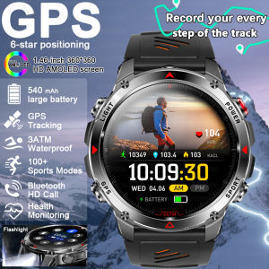 Outdoor Military Smart Watch Men Built-in GPS 1.46" AMOLED Compass Altimeter BT Call 3ATM Waterproof Clock LED Sports Smartwatch