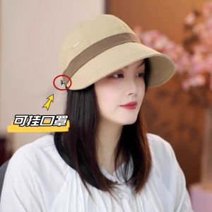 Spring Summer Foldable Outdoor Womens Hat Sun Protection Duckbill Cap Geometric Color Block Design Travel Friendly