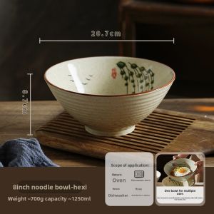 SHELI | Retro Ceramic Bowl Underglaze Color Large Chinese Noodle Bowl