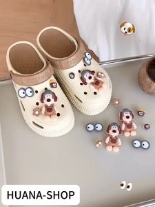 Free jibbitz Cute cartoon dog Baotou shoes women summer increase thick sole EVA non-slip slippers sandals