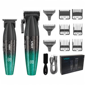 VGR | VGR Hair Trimmer Professional Clipper Adjustable Barber Combo Cordless Hair Cutting Machine Haircut Metal Trimmer for Men V-640