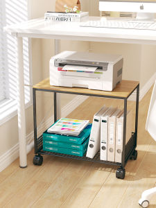 ตู้ใส่เครื่องคอมพิวเตอร์แบบเคลื่อนที่สำหรับใช้ในบ้านและออฟฟิศ ชั้นวางเครื่องพิมพ์ ชั้นวางของแบบยืนได้ ไม่มีรอยต่อ ด้านบนเป็นแผ่นป้องกันรอยขีดข่วน