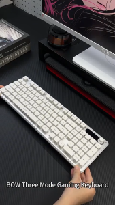 BOW Wired/Wireless Bluetooth Tri-mode Gaming Keyboard RGB Backlight Rechargeable Keyboard Office Mute Cool Lights