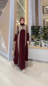 Atiya Dress ceruty babydoll Dua Layer Full Furing gamis lebaran terbaru 2026 viral mewah elegan baju kondangan wanita gaun pesta dewasa kekinian gamis burgundy sultan model mewah