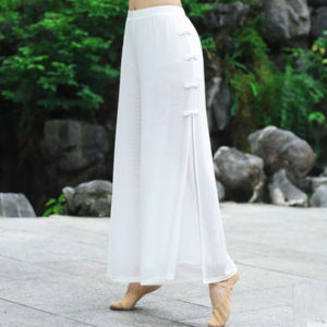 Chinese Style Classical Dancing Dress Costume Female Elegant Exercise Clothing Art Exam Modern Ethnic Clothing Mesh Wide-Leg Pants