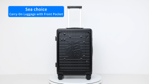 SEA CHOICE 20 inch Luggage Aluminum Frame Front Pocket Suitcase With TSA Lock Lightweight PC Suitcases with Cup Holder USB Charging Port 360° Spinner Wheels With Brake Caster