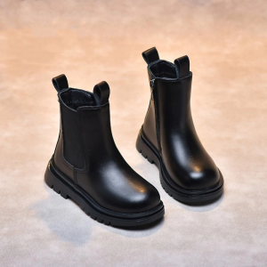 Genuine Leather Martin Boots Girls Shoes Autumn Winter Short Boots Black Shoes Comfortable Soft Rubber Sole