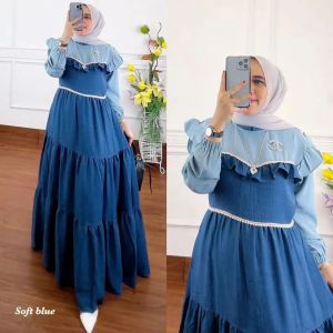Pabrik Baju KENZA DRESS BO Bahan CRINKLE Gamis Dres Wanita Terbaru 2022 Gamis Crinkle Premium Dress Muslim Wanita