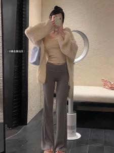 กางเกงโยคะเอวต่ำทรงหลวมเอวสูง 175 ซม. กางเกงขายาวทรงหลวมสบายๆ สำหรับฤดูใบไม้ร่วงและฤดูหนาว กางเกงขายาวทรงหลวมเอวสูง