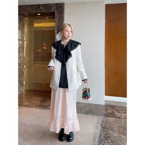 Vogana Original Large Size Embroidered Lace Half Skirt Korean Style Cotton Dress Elegant Atmosphere Rose Holiday Fashion