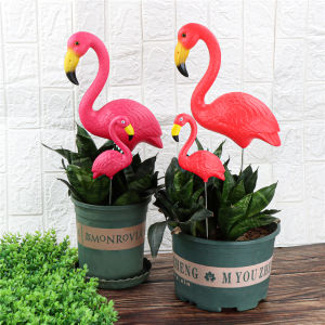 2pcs Flamingo Garden Stake Lawn Yard Ornament Flamingo Garden Statue Red Flamingo Garden Yard Decor For Sidewalks Tropical Party
