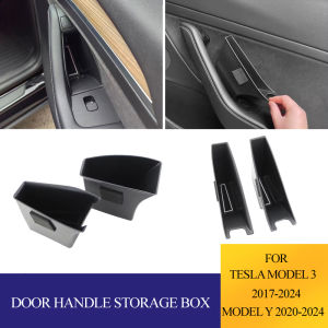 Car Door Handle Storage Box For Tesla Model 3 2017-2024 Model Y 2020-2024 Inner Handle Organizer Phone Holder Accessories