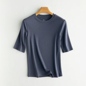 miiow | Casual Round Neck Short Sleeve T-Shirt Womens Pure Color Modal Cotton Base Layer Half Sleeve Body Shirt Cat Person New 2025