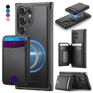 for Samsung Galaxy S26/S25/S24 Ultra S26/S25/S24 Plus Case WalletCompatible Magsafe RFID Blocking 2-in-1Bi-fold Wallet Flip CaseRemovable PU Leather Stand StylePhone Case for Samsung Galaxy S26- Black