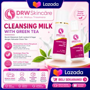 DRW Skincare Milk Cleanser Green Tea - Pembersih Wajah dengan Ekstrak Green Tea - Bersihkan Kulit Lembut & Segar - Kandungan Green Tea - Kemasan 110 ml - Original Garansi Produk Asli