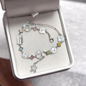 สร้อยข้อมือสีสันสดใสรูปหมี สไตล์การ์ตูน Crayon Shinchan ประดับเพชร CZ สร้อยข้อมือแฟชั่น สร้อยข้อมือสุดเก๋สำหรับฤดูหนาว