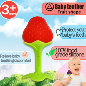 Food grade silicone baby fruit shape teether stick safety teether toy 0-36 months early learning & baby birthday gift