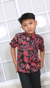 Kemeja BATIK ANAK lengan Pendek / baju kemeja anak katun