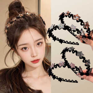 Original Design Purple Rice Wave Velvet Star Hairband for Women Perfect for Face Wash Hair Accessories Hair Clips Celebrity Style
