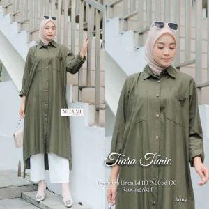 Long Tunik Dewasa Tiara Bahan Linen Rami Premium Pakaian Wanita Muslimah