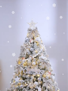 Snow Flocked Christmas Tree Flocked Artificial Snowflake Christmas Tree 5/6/7/9FT X-mas Decor