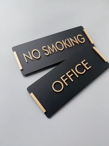 Creative Restroom Sign Acrylic Self Adhesive Bathroom Door Sticker 24cm 3D Carving Art