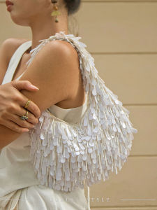 UGALS | French Vintage Style Tassel Sequins Pearl Handbag