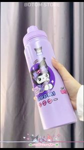 BOTOM 800ML Cute Kuromi Water Bottle For kids 304 Stainless Steel Portable Handle Sanrio Big Tumbler Tahan Sejuk Kuromi 库洛米太空壶儿童保温杯