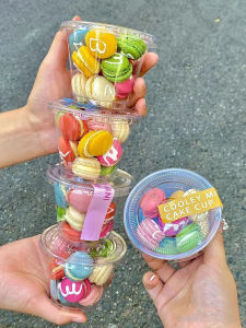 Mini Rainbow Macaron Cup Nướng Bao Bì Puff Bánh Ngọt Cốc Cầm Tay Hộp Bánh Ngọt Món Tráng Miệng Bao Bì Dụng Cụ Nấu Ăn Nhà Bếp