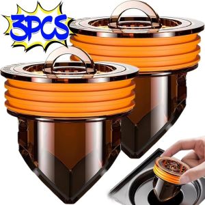 3Pcs Magnetic Shower Floor Drain Backflow Preventer Sewer Core Gravity Induction Floor Drain Core PP Anti Odor Strainer Bathroom Tools