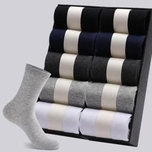 5/15Pair Mens 100% Cotton Socks Black White Gray Business Men Tube Socks Soft Breathable Spring Summer for Male Socks Plus Size