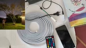 ไฟนีออน RGB LED บลูทูธอัจฉริยะกันน้ำได้รูปทรง DIY ไฟบาร์นีออนควบคุมแอปไฟสร้างบรรยากาศปาร์ตี้ในครอบครัว RGBIC Dreamcolor Chasing Strip