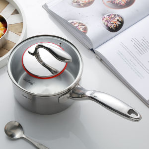 Thickened Single Handle Stainless Steel Milk Pan Fosslang 18/10 Baby Complementary Food Cooking Utensil for Heating Milk