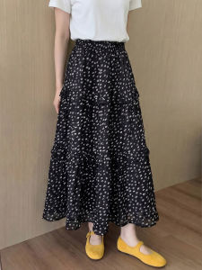 YAYANGREN | Black Floral High Waisted A-Line Skirt