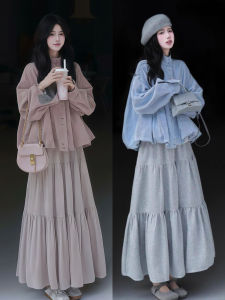 XUECAIQI | Korean Style Double-Sided Floral Short Jacket and Skirt Set Autumn