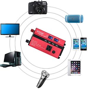 600W Solar Car Power Inverter DC 12V to AC 220V Modified Sine Wave 50Hz High-Power 4 USB Port 1 AC with Safety Fuse