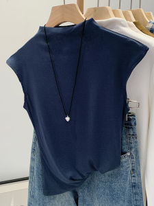 Retro American Hong Kong Style Half High Collar Sleeveless Slim Fit Vest Women Summer New Style Outerwear Top Fashion Trend