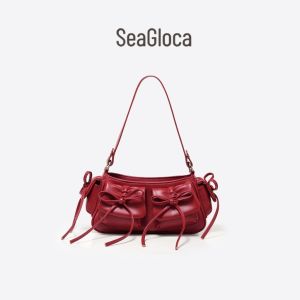 SeaGloca Bow Pleated Drawstring Underarm Bag New Fashion Shoulder Crossbody Bag For Woman