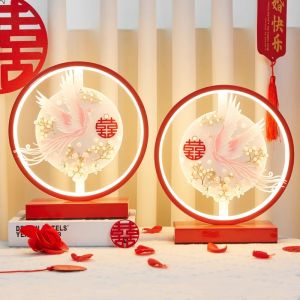 Đèn Trang Trí Phòng Cưới Màu Đỏ Sang Trọng Đèn Cầu Hôn Không Tắt Đèn Trang Trí Phòng Ngủ LED Vật Dụng Đám Cưới Cho Cô Dâu Và Bạn Thân