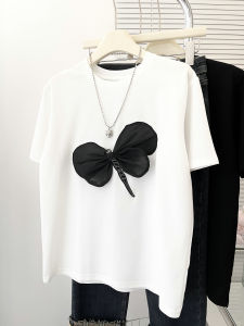Pure Cotton round Neck T-Shirt Womens Design Sensation Slimming Top Summer New Style Hangzhou Seasonal Fashion Commute