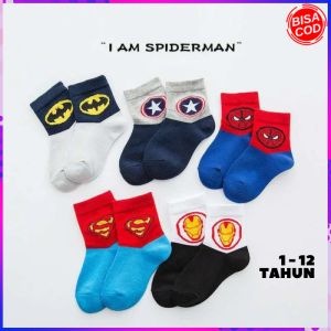 KAOS KAKI ANAK LAKI LAKI KARAKTER SUPERMAN SUPER HERO SOCK KIDS FASHION KOREA NEW USIA 3-12 TAHUN Y2