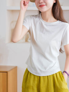 XIAOER | Áo Thun V-neck TENCEL Nếp Ly Dây eo