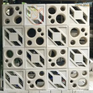 Roster beton motif kombinasi Hiasan dinding Warna putih abu merah Lubang angin anti tampias Uk-20 cm