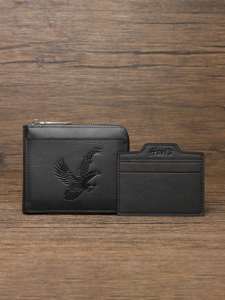 Stylish Mens Wallet with Eagle Print - Business Casual Portable Multi-Card Zipper Short Wallet for Men