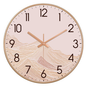 Boho Mountain Wall Clock ABS Frame Light Luxury Abstract Landscape Art Clock for Office Living Room Bedroom Kitchen Home Decor