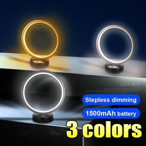 LED Simple Circular Ring Table Lamp Bedroom Bedside Living Room Restaurant Hotel Decorative Lamp Dimmable Round Night Light