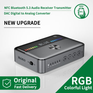 VAORLO RGB Ánh Sáng Nhiều Màu Sắc Bluetooth 5.3 Bộ Thu Phát Âm Thanh NFC USB 3.5MM Aux RCA Đồng Trục Quang DAC Bộ Chuyển Đổi Không Dây HIFI Hỗ Trợ Chơi U-Disk Cho PC TV Loa Xe Hơi Tai Nghe
