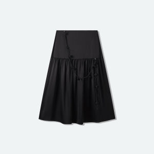 Triacetate Patchwork Gathered Half Skirt