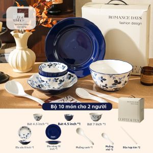 SHELI | Bộ Dụng Cụ Ăn Bữa Tiệc Sứ Phong Cách Pháp lãng Mạn để Sử Dụng tại Nhà