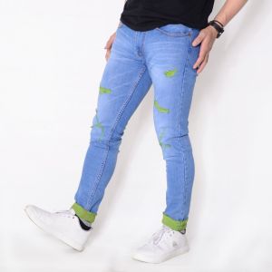 KUNAKER Celana Jeans Pria Premium Ripped Jeans Pria Skinny Stretch Terbaru